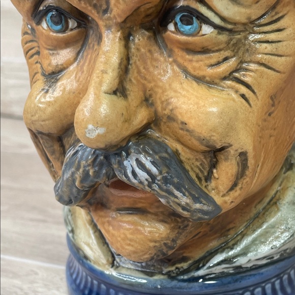 Vintage Italian RIP Vietata Hand Painted Mustache Man Beer Stein Mug - Picture 5 of 10